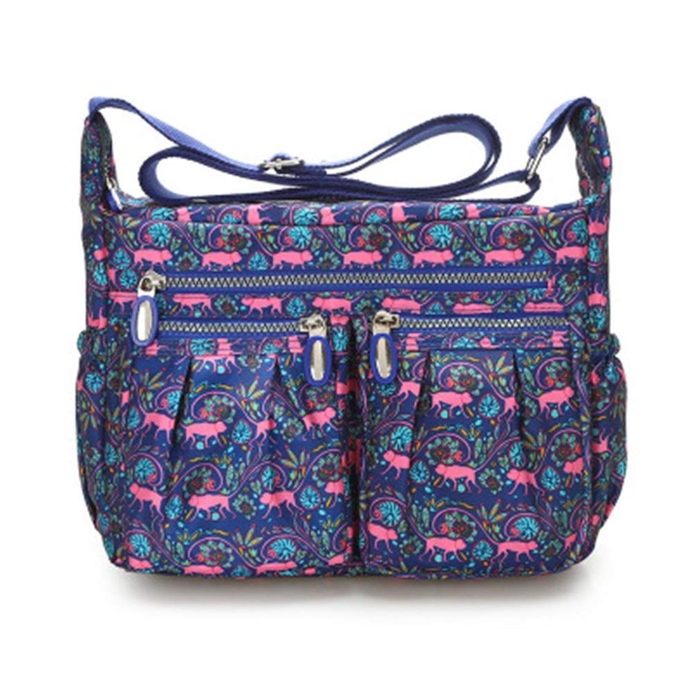 LXESWM Crossbody Bag Vintage Printing Women Shoulder Bag Handbags Waterproof Nylon Multi-pocket Messenger Bag Designer Style Travel Bag Adjustable Shoulder Strap (Color : B)