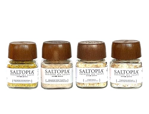 Miniatura 2 de SALTOPIA BLISSFUL CITRUS, todo natural, juego variado de 4 sales marinas infundidas de diferentes sabores, repletas de limón cítrico fresco,