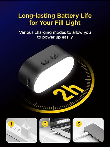 Miniatura 5 de AOCHUAN Luz de relleno magnética RGB para cardán, luz de video LED con 3 brillo y ajuste de 7 colores para fotografía, mini luz de relleno portátil