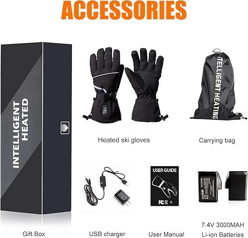 Miniatura 7 de Guantes calefactables eléctricos recargables  Guantes térmicos con batería de 7.4 V para hombres y mujeres, motocicleta, ciclismo, equitación, caza,