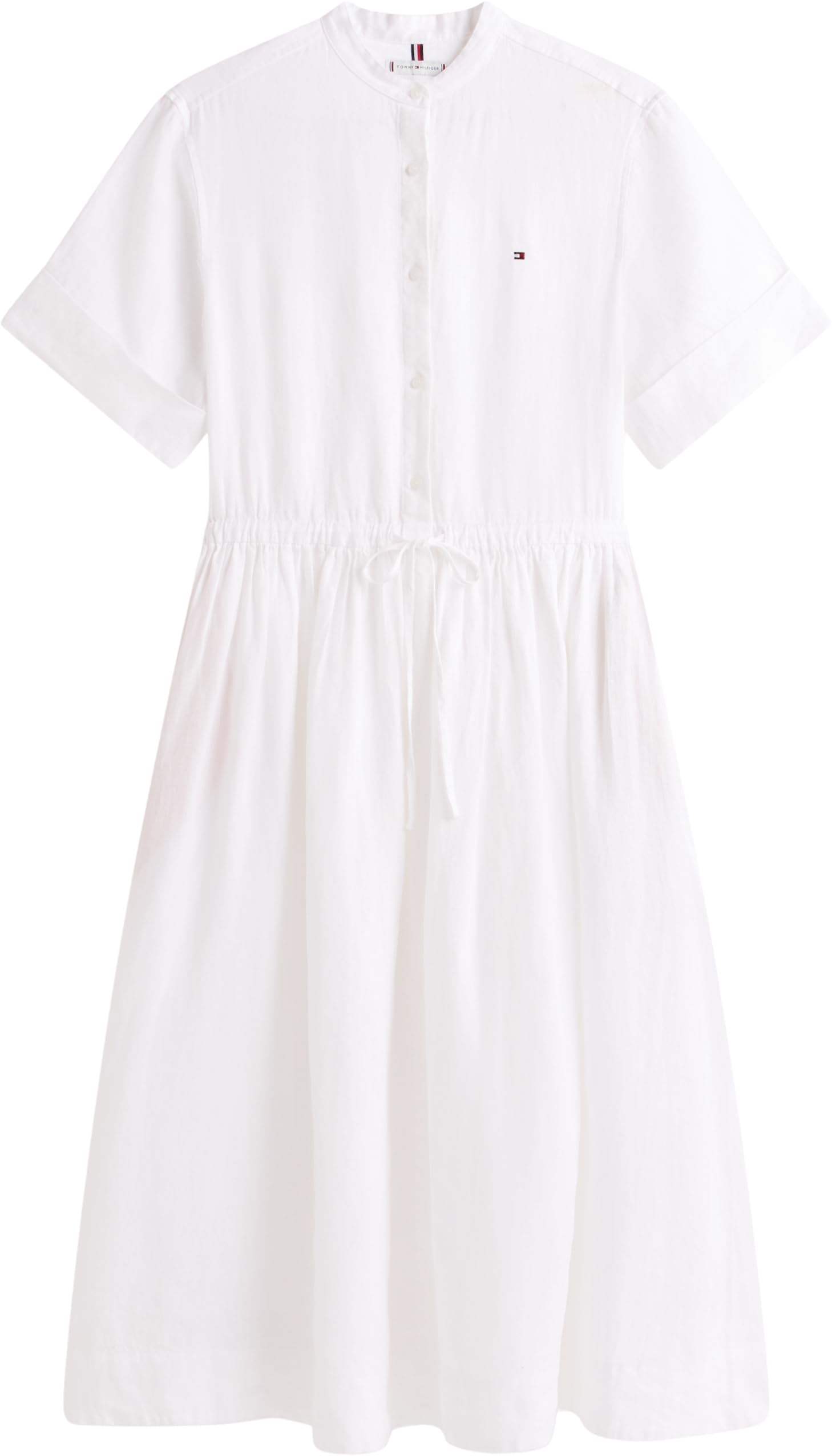 Tommy Hilfiger Ess Linen Midi SS Shirt Dress Ww0ww49633 Abito Camicia Donna (Pacco da 1)