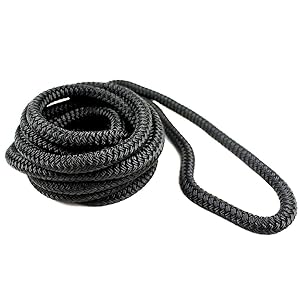 DC Cargo Mall Boat Dock Lines (4 Pack) 1/2 X 15' Double Braided Boat Ropes for Docking with 12" Eyelet. Marine Grade Nylon Material & Damage Resistant Line Fibers for Secure Docking