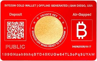 Bitcoin Cold Wallet Card, Gift Card Air-Gapped Offline Crypto Metal Storage USA Red
