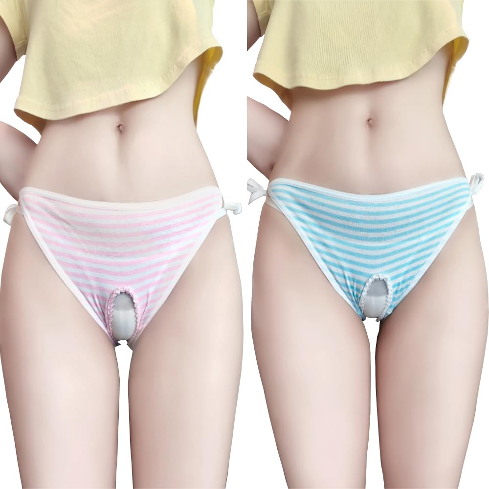 Striped Cotton Pouch Panties Underwear for Women Men Pack of 2