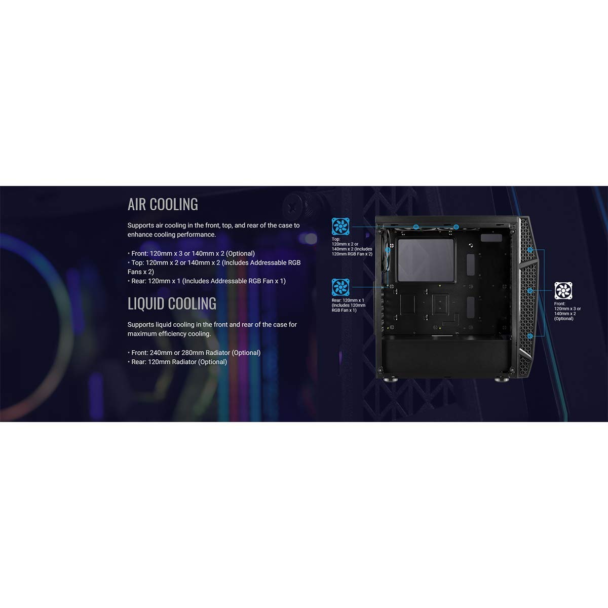 Aerocool KLAW, Boîtier PC ATX, Verre Trempé, Façade RGB, 3 Ventilateurs RGB, Noir