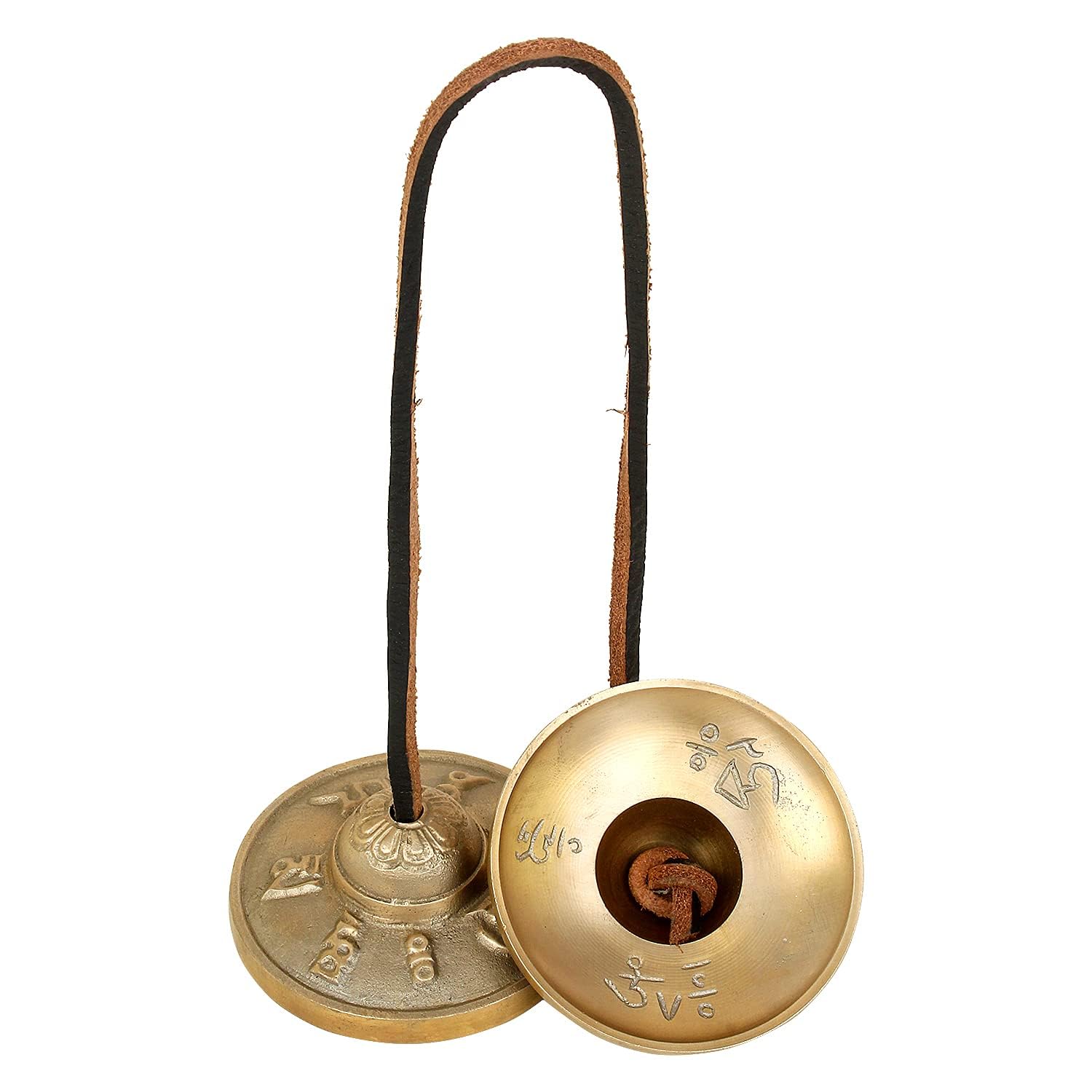 Ajuny Tibetano Tingsha Piatti Campane Meditazione Buddista Yoga Campana OM Mane Padme Hum Simboli Manjira in Rilievo Regali Spirituali