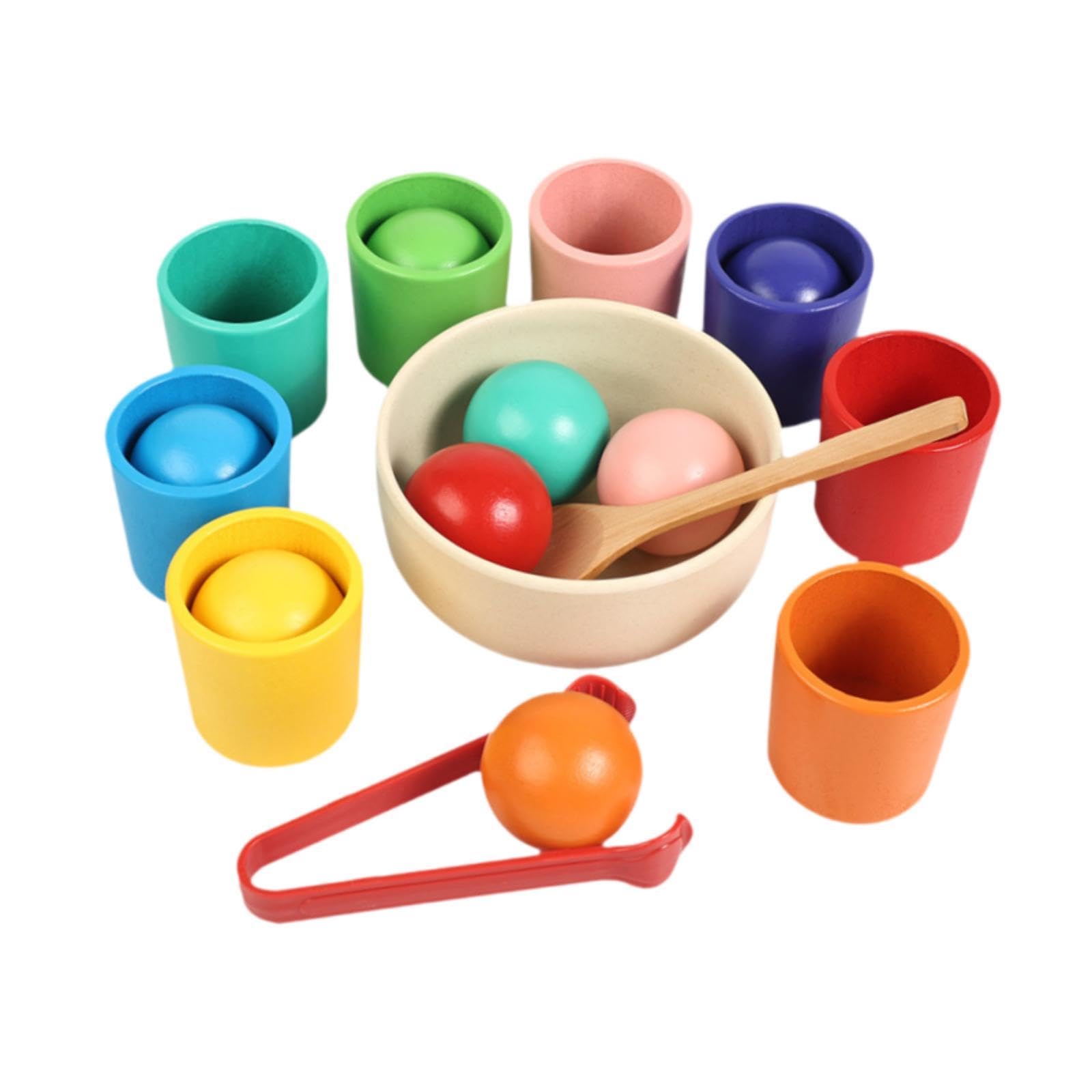Farbsortierspiel mit Bällen Und Bechern – Robustes Spielzeug für Vorschulkinder Zur Förderung Der Feinmotorik – Farbklassifizierung