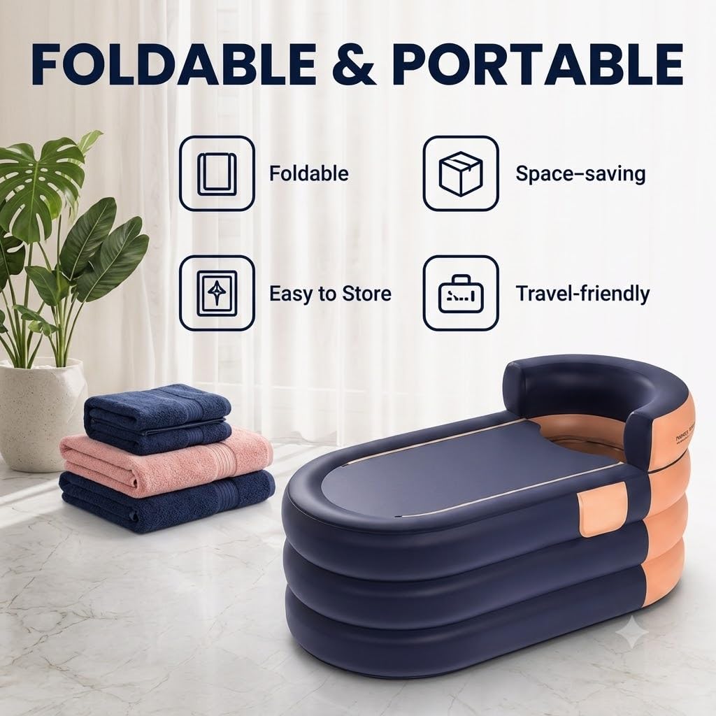 Bañera Inflable, Inflable Plegable Móvil Independiente Bañera para Adultos y Ducha para Camping Viajes Spa