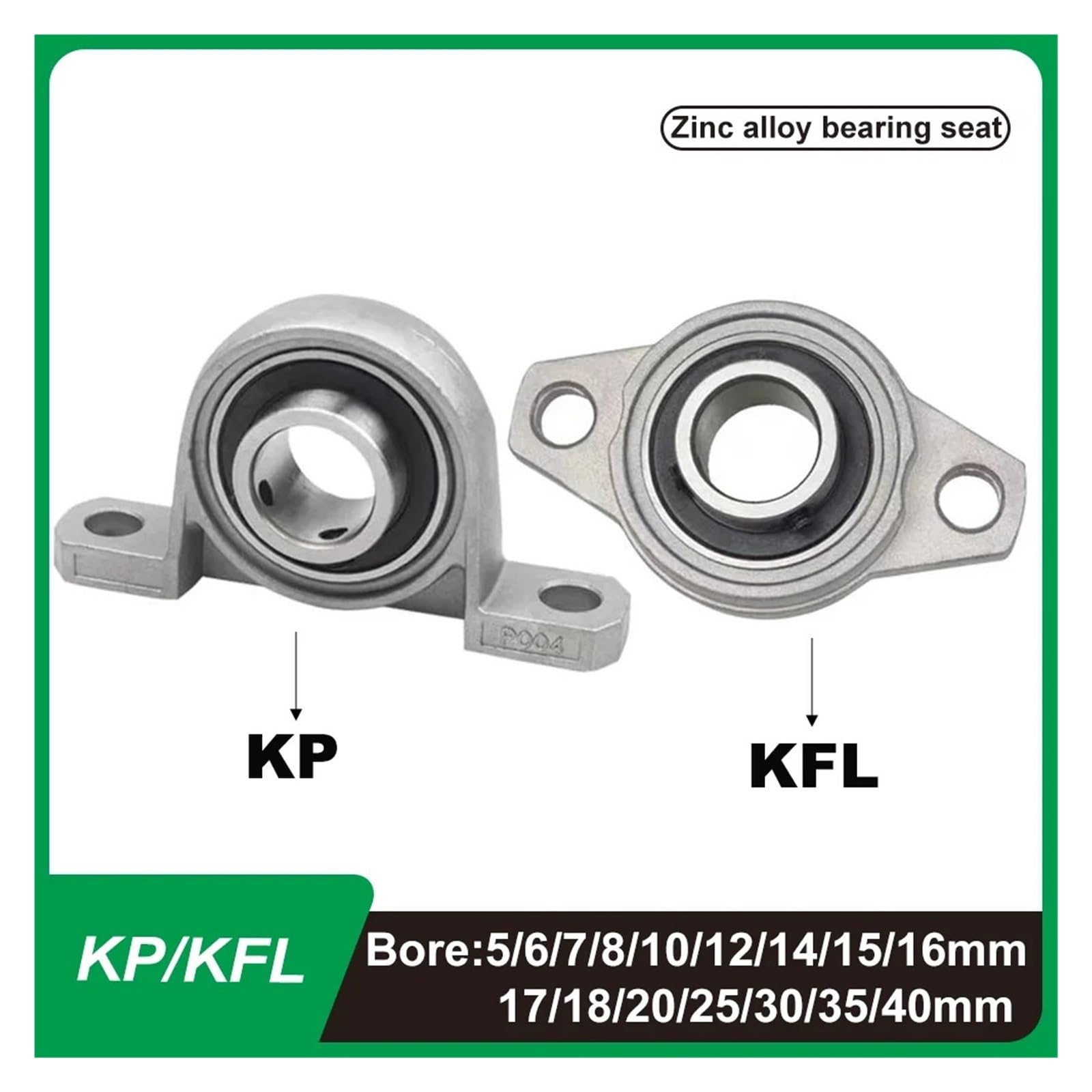 Cuscinetto con supporto integrato Supporto montato su supporto con cuscinetto a sfere con diametro 5mm-40mm in lega di zinco(Bore 16mm,KP (5pcs))