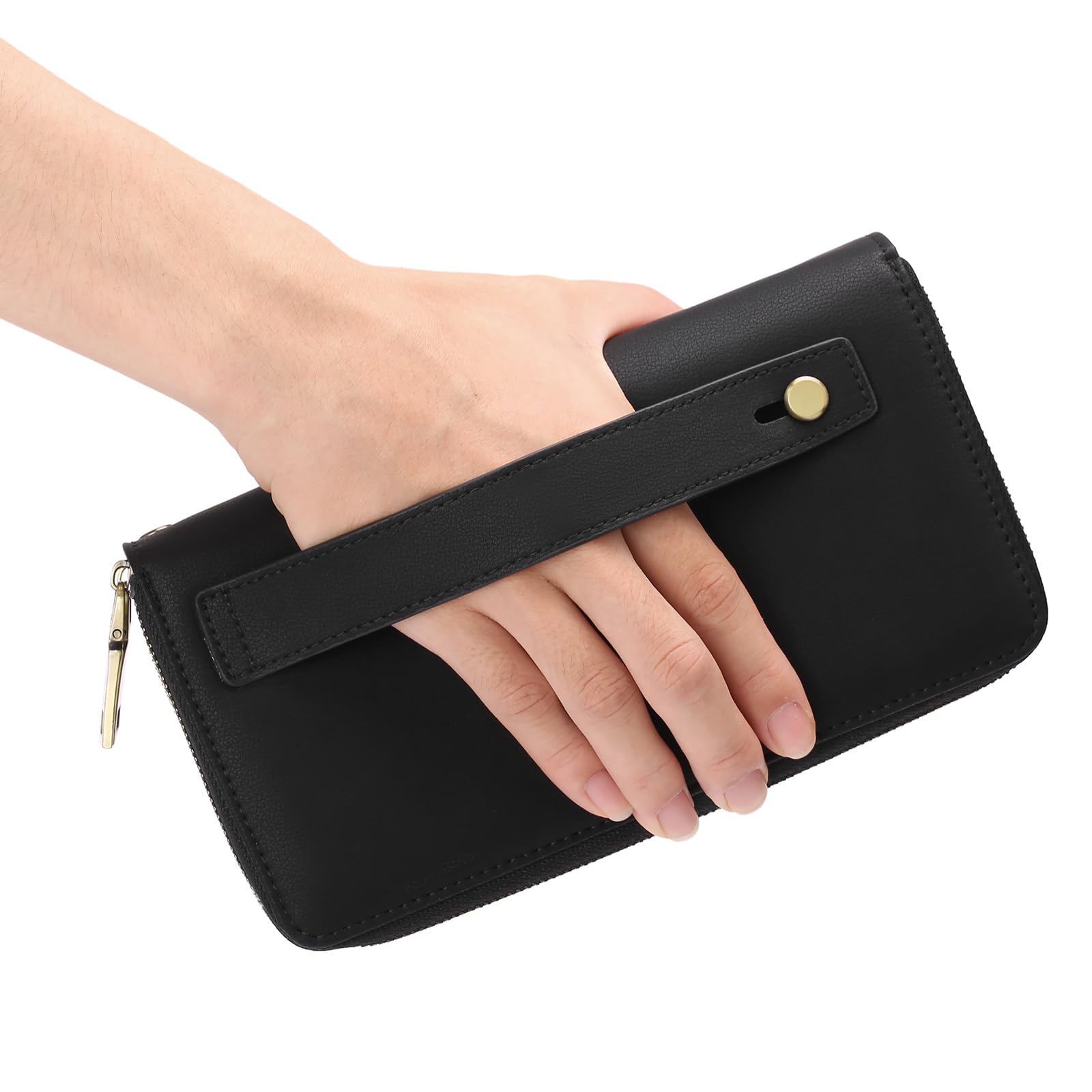 GAEKEAO Portefeuille Femme Grand, Porte Feuille Feminin Cuir Végétalien Double Fermeture à Glissière, RFID Porte chequier, avec Multiples Poches Portefeuilles et Porte-Cartes Idee Cadeau Femmes