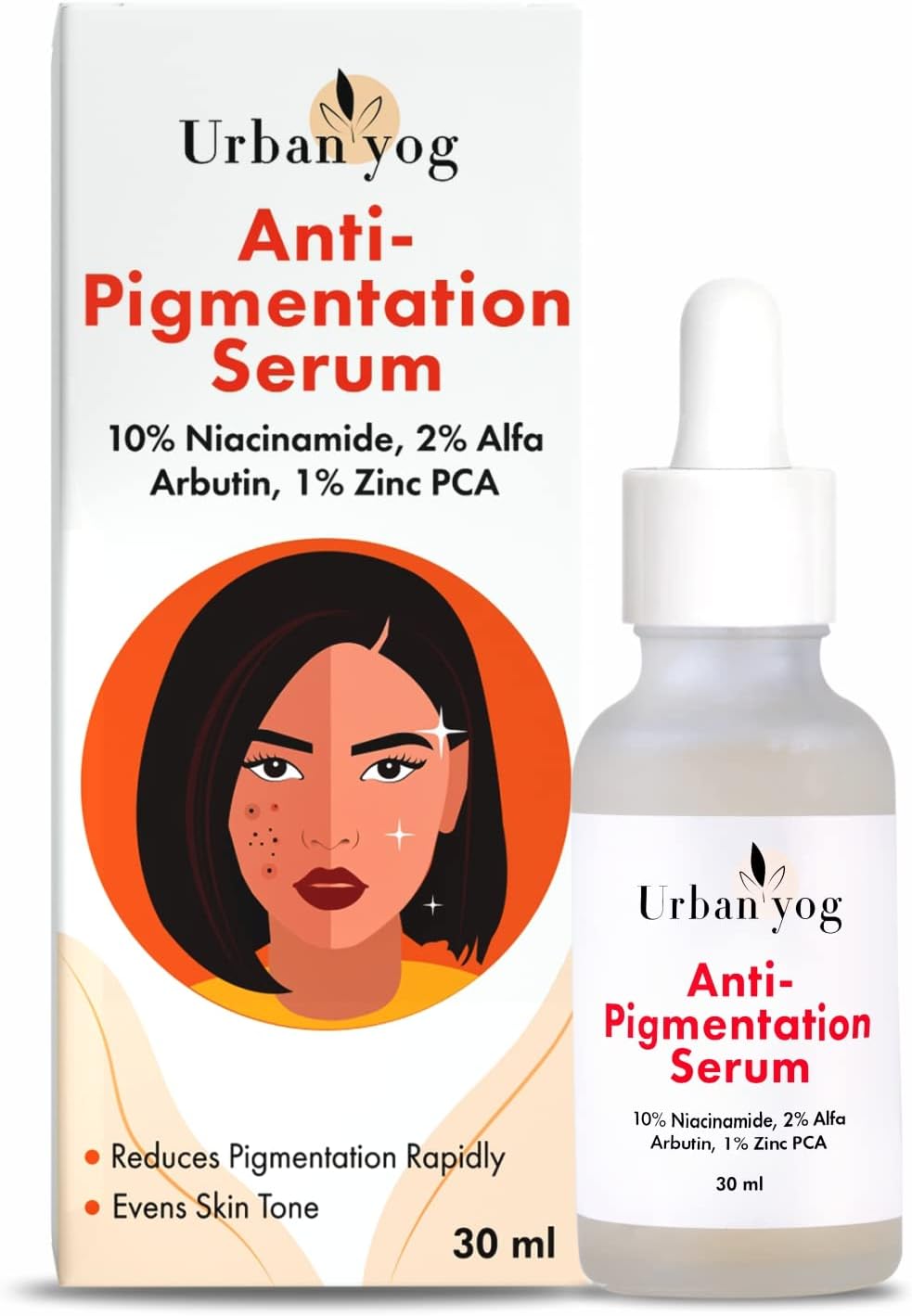 Urban Yog Anti-Pigmentation Serum with 10% Niacinamide 1% Zinc PCA | Face Serum for Acne-Prone Skin & Acne Marks for Women and Men | Anti-aging serum for pigmentation and dark spot | 30 ml