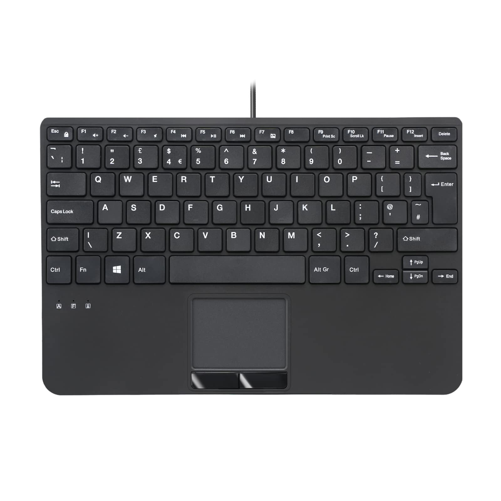 PerixxPERIBOARD-525 H UK, Wired Mini USB Keyboard with Touchpad - X Type Scissor Keys - 28.4 x 18.2 x 2.8 cm - Build-in 2 USB Hubs - UK English