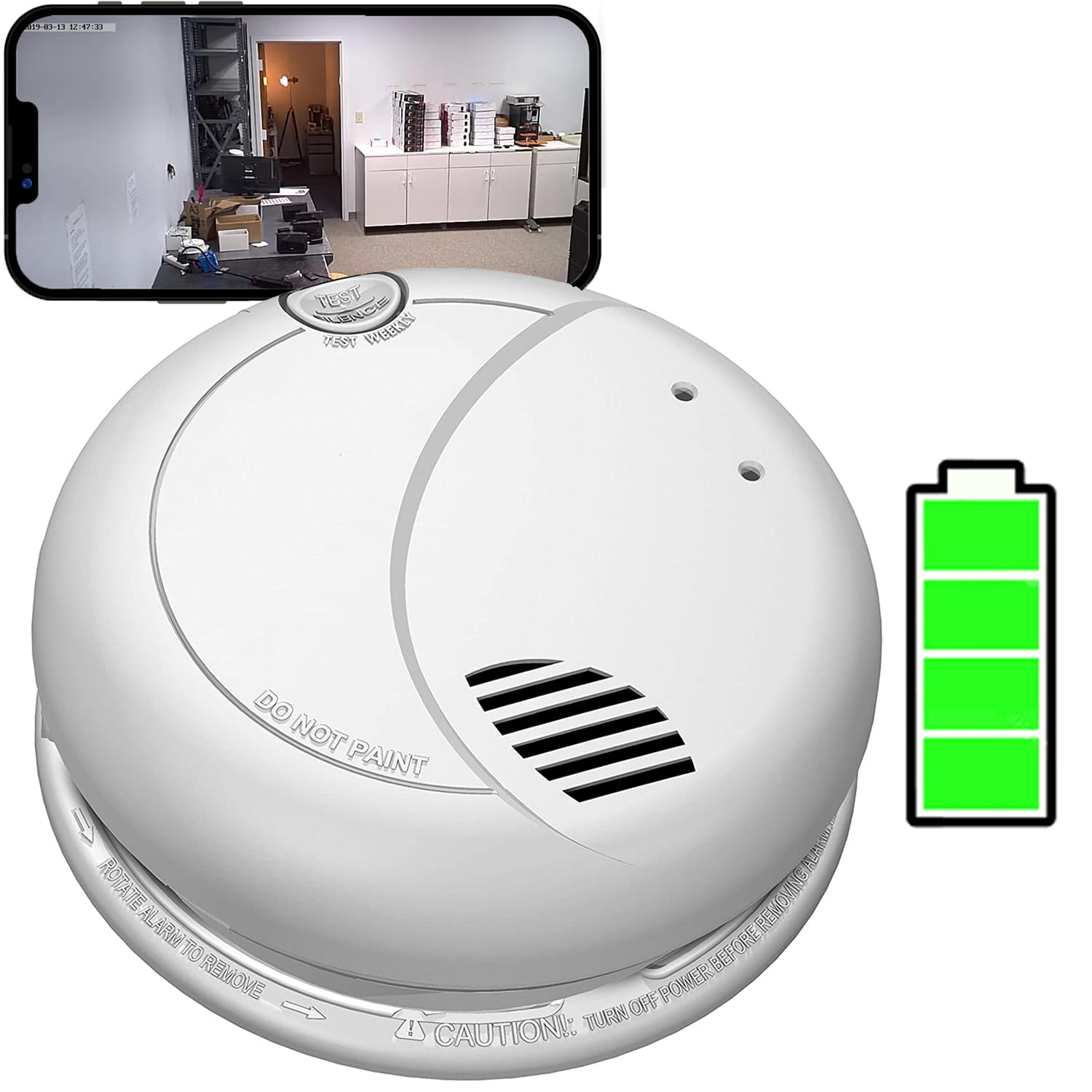 XSMOKE-7010 1080P HD 60 Day Battery Powered WiFi Smoke Detector Fire Alarm Spy Camera 1080p WiFi 60 Day