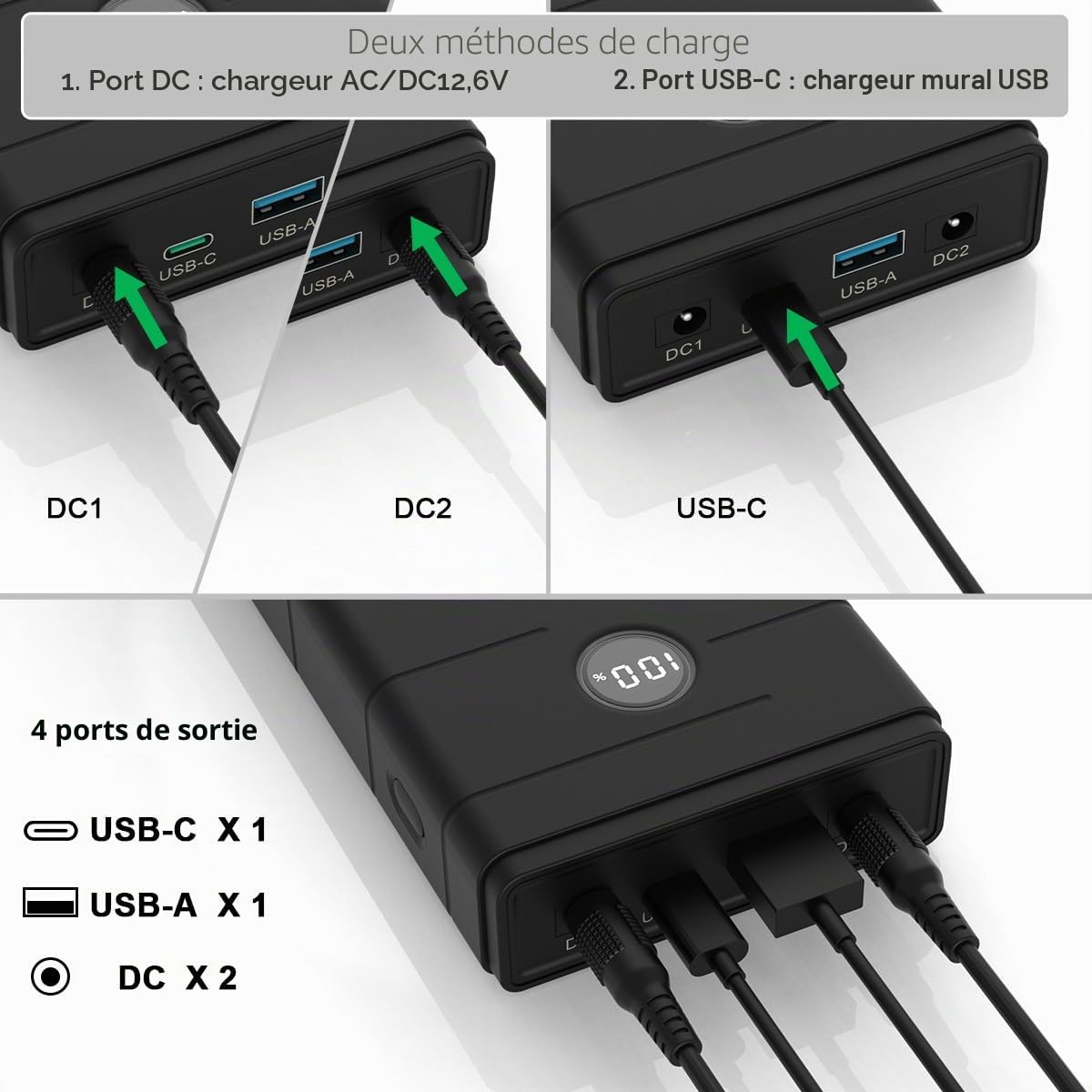 Talentcell Batterie lithium-ion 12 V, PD 45 W USB-C 18 W USB-A, batterie externe portable, 76,65 Wh CC 5 A de sortie pour Raspberry Pi/bande LED/caméra de vidéosurveillance/télescope, pompe Spectra