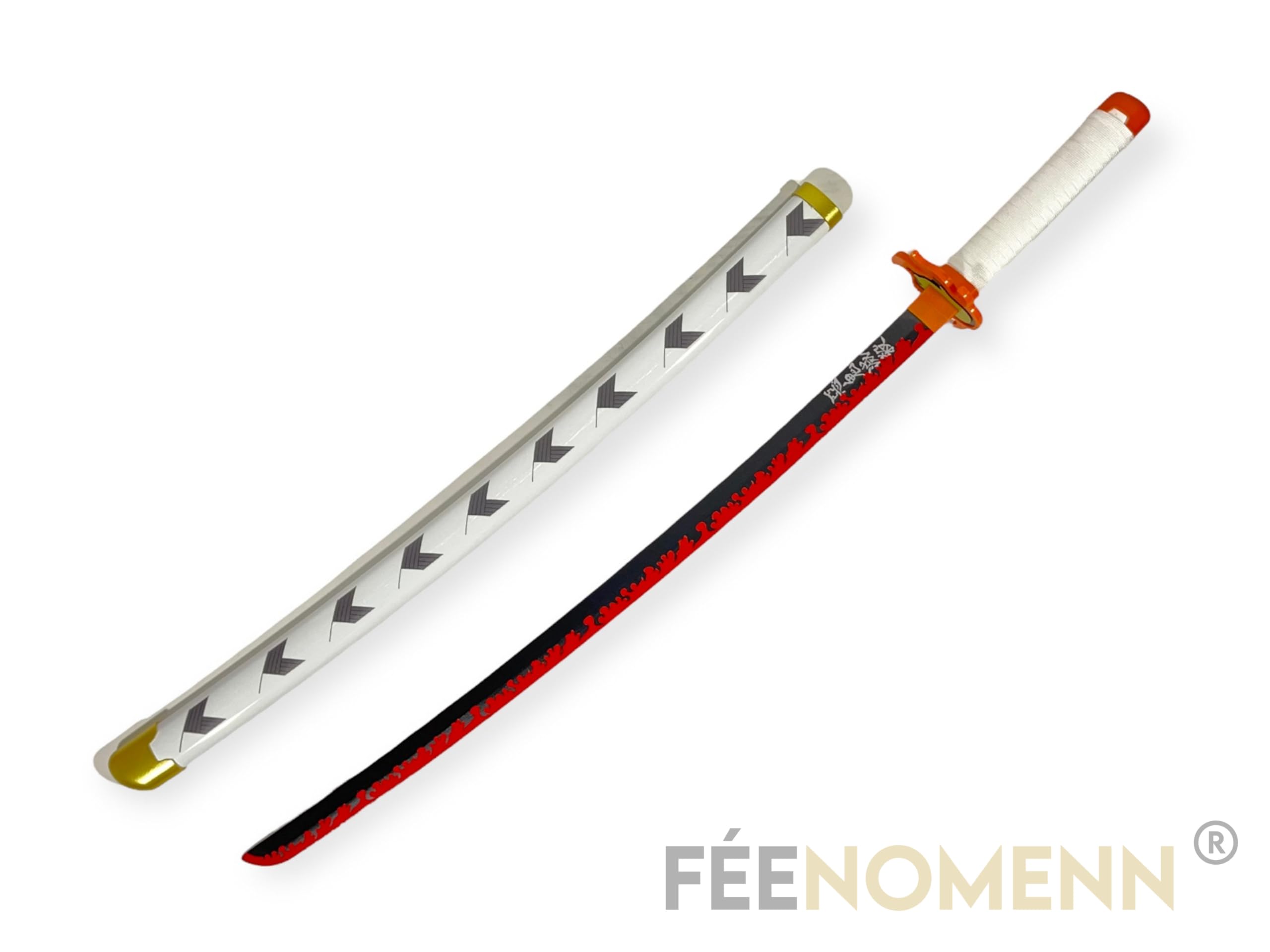 Katana Kyojuro Rengoku - Miecz Drewniany Ostrze - Japoński Stojak W zestawie