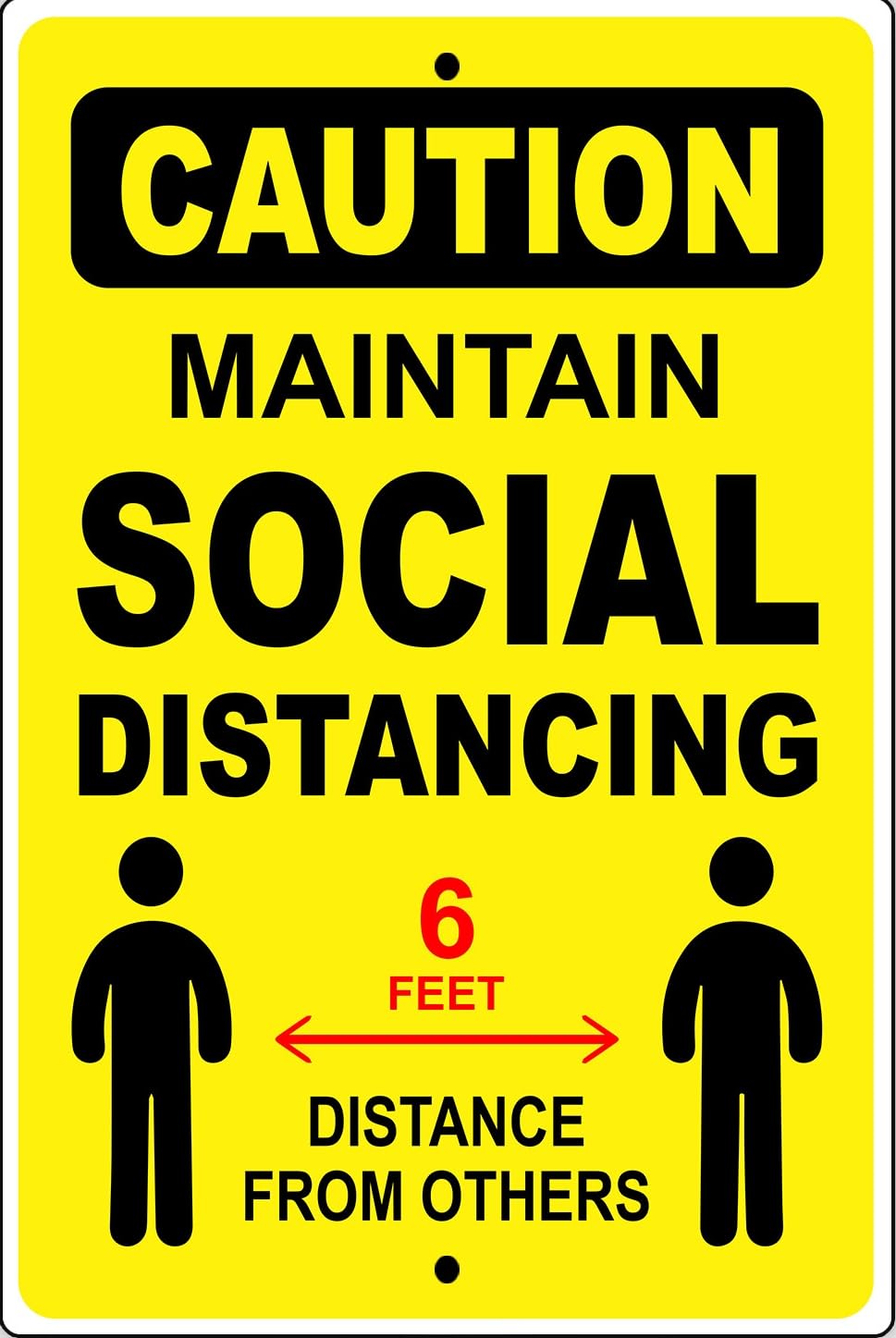 Caution Maintain Social Distancing And 6ft Safety Precaution Metal Sign