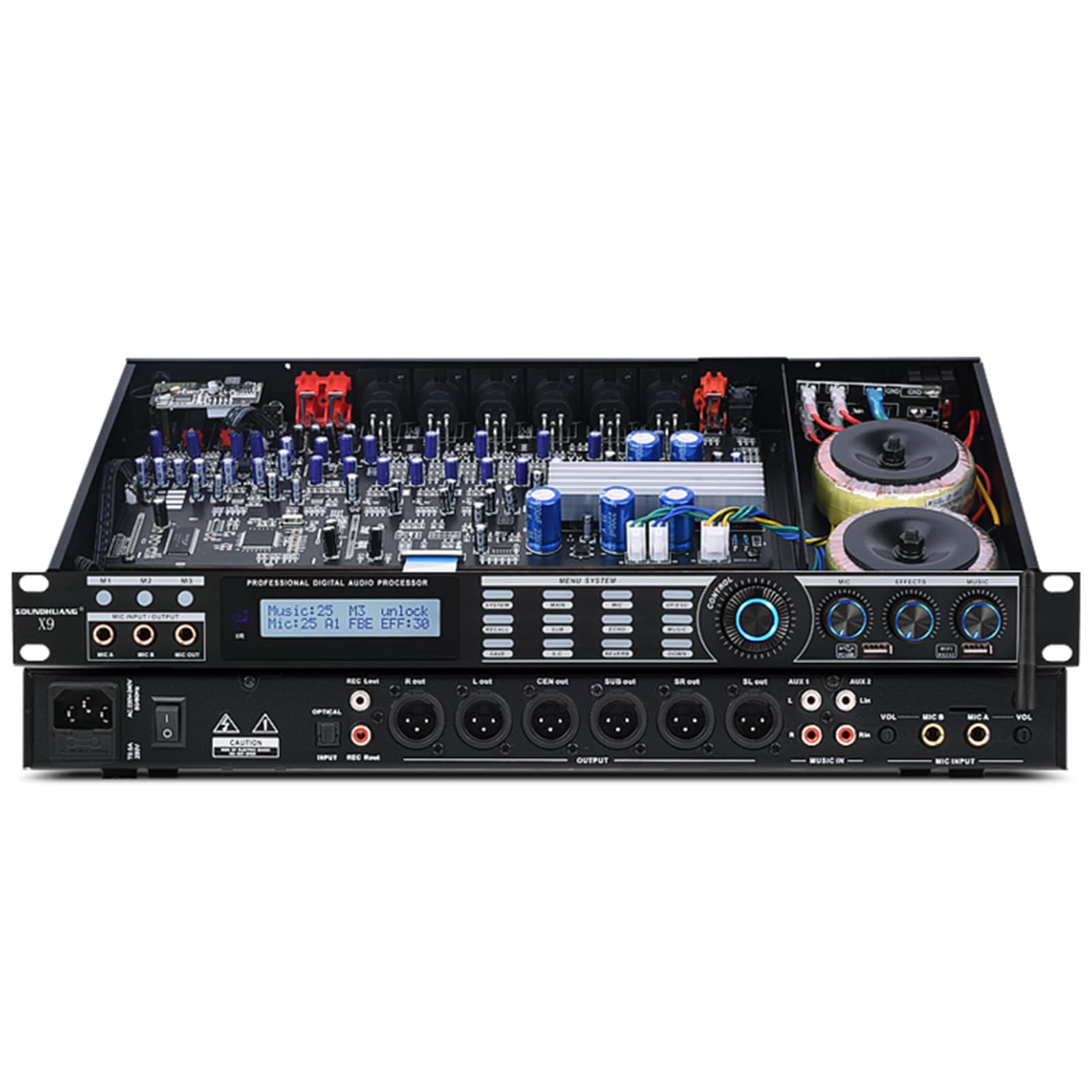 Processore audio anti-ulula, effetti professionali KTV digitale pre-stadio, modalità riverbero, controllo del telefono cellulare, per musicisti appassionati di audio