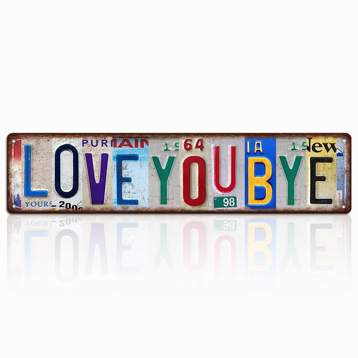 peiyeety Metal Tin Sign Love You Bye Above Door Wall Decor – Romantic Bedroom, Hallway & Entryway Wall Art, Home Decorations, 4×16 INCH