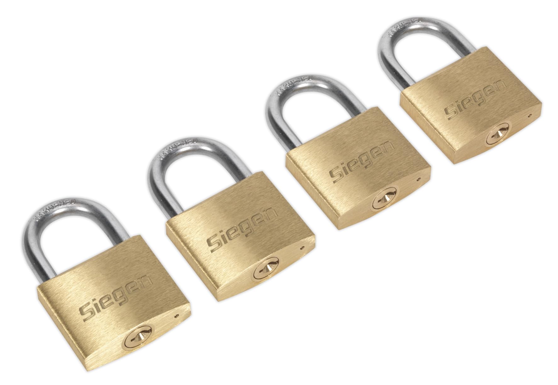 Sealey S0992 Key Alike Brass Body Padlock with Brass Cylinder, 40mm, Gold, Pack of 4