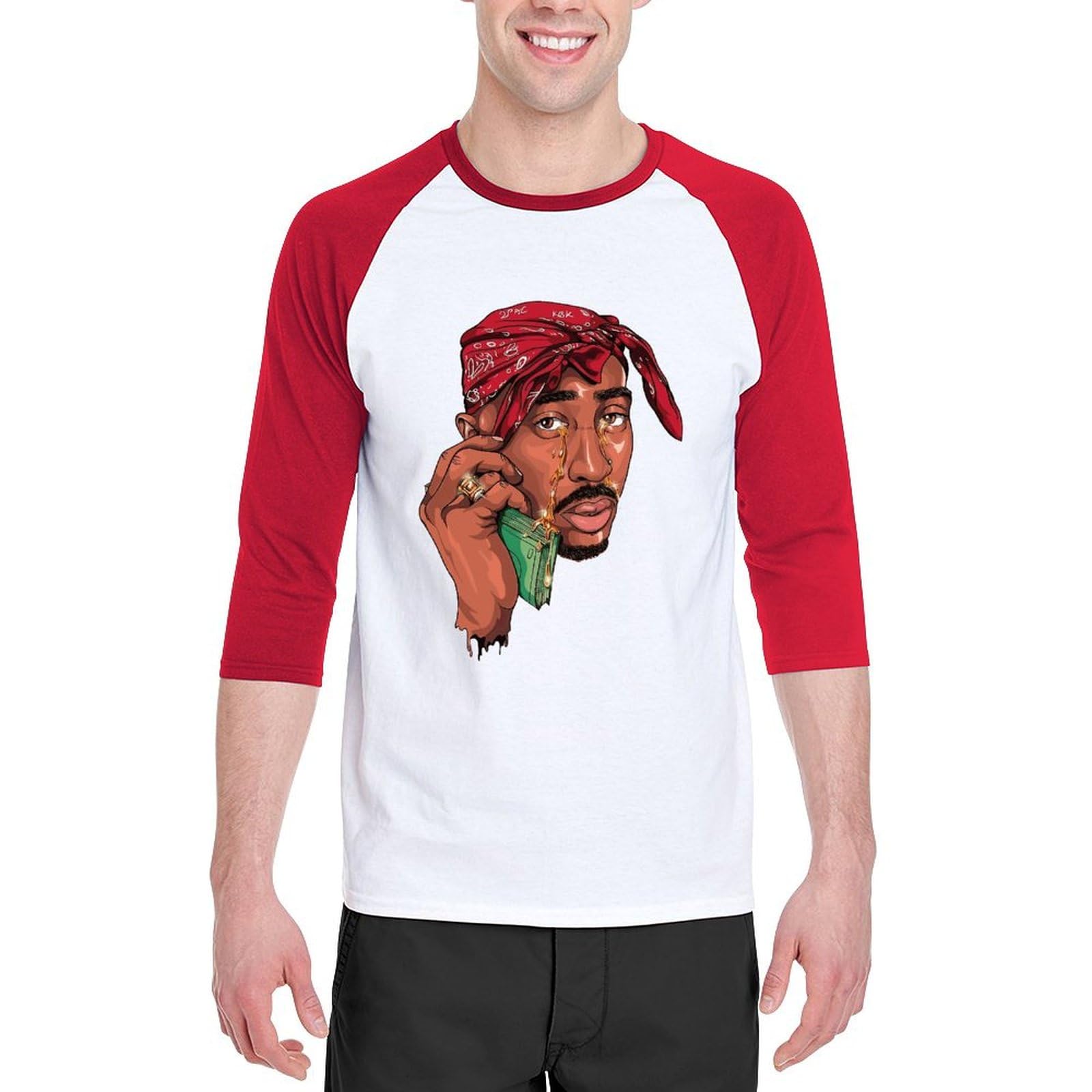 Amazon.co.jp: メンズ Tシャツ 2PAC Tupac 七分袖 ラグランスリーブ 