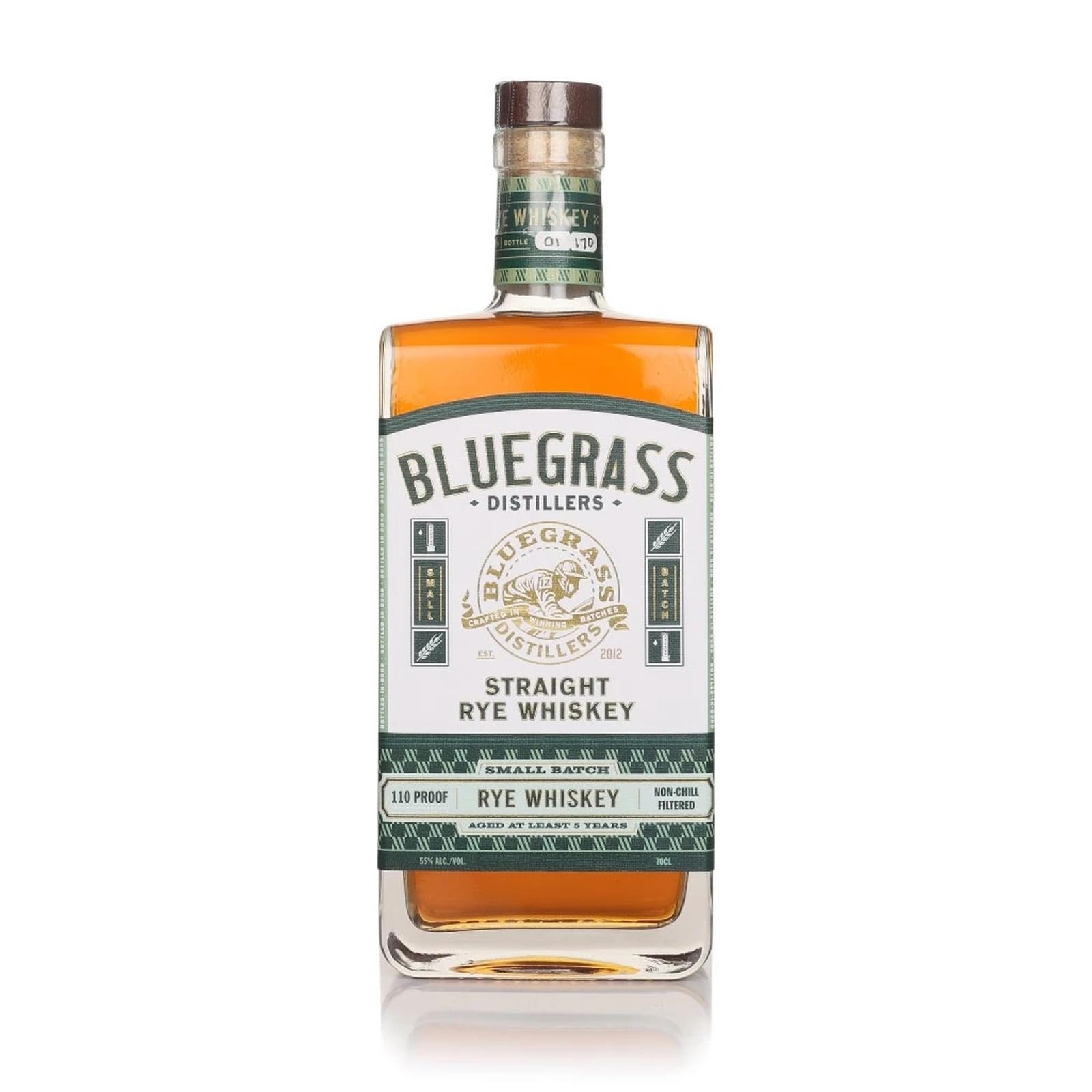 Bluegrass Distillers Kentucky Straight Rye Whiskey 5 Year Old | 70cl | 55% ABV | 95% Rye Mash Bill | Non-Chill Filtered | Craft Kentucky Rye | Ex-Bourbon Cask Aged
