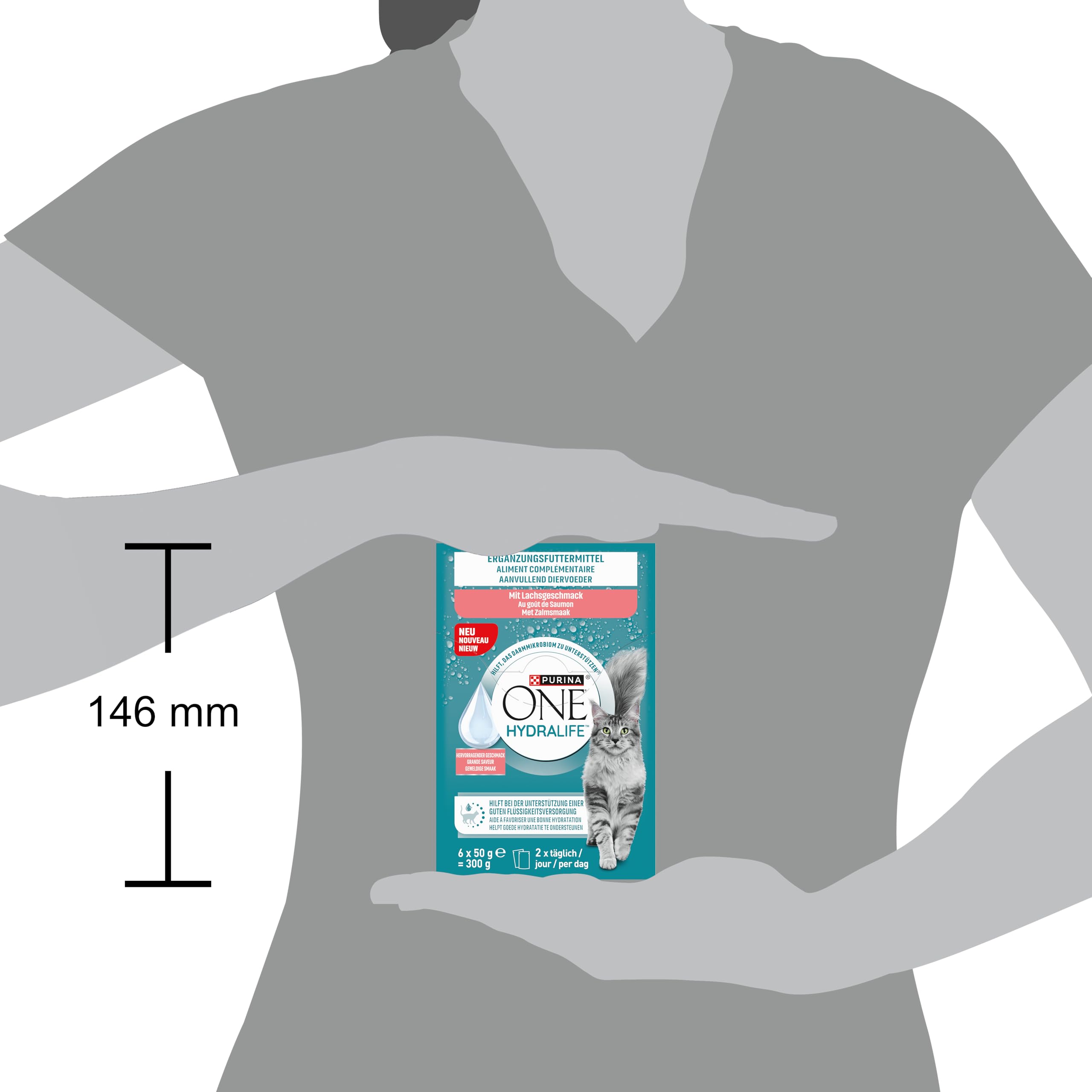 PURINA ONE HYDRALIFE, mokra karma dla kotów do zaopatrzenia w płyny, z łososiem, opakowanie 48 sztuk (48 x 50 g) | karma dla kota mokra z łososiem