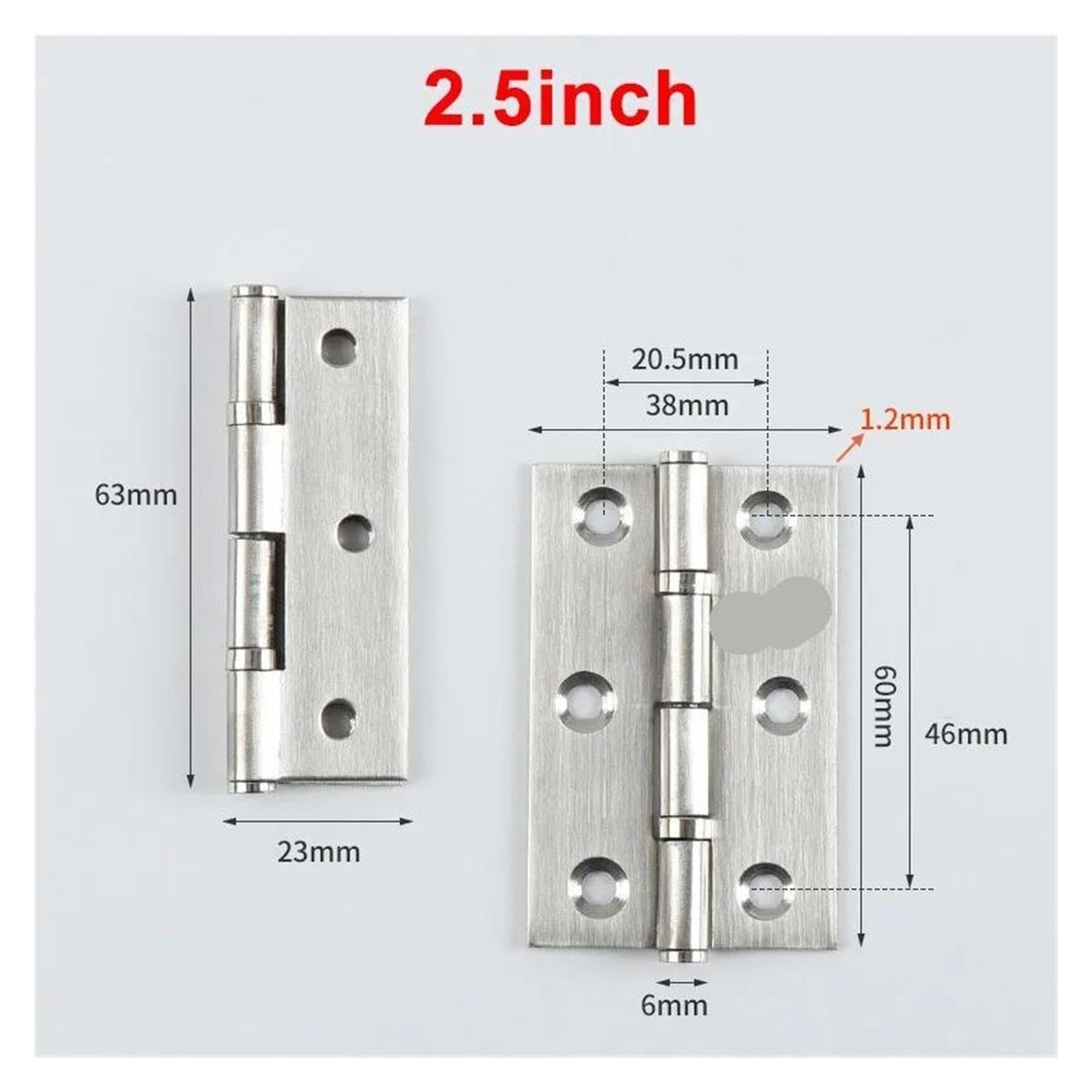 Bisagras De Puerta Plana De Acero Inoxidable Con Tornillos,2/2,5/3 Pulgadas