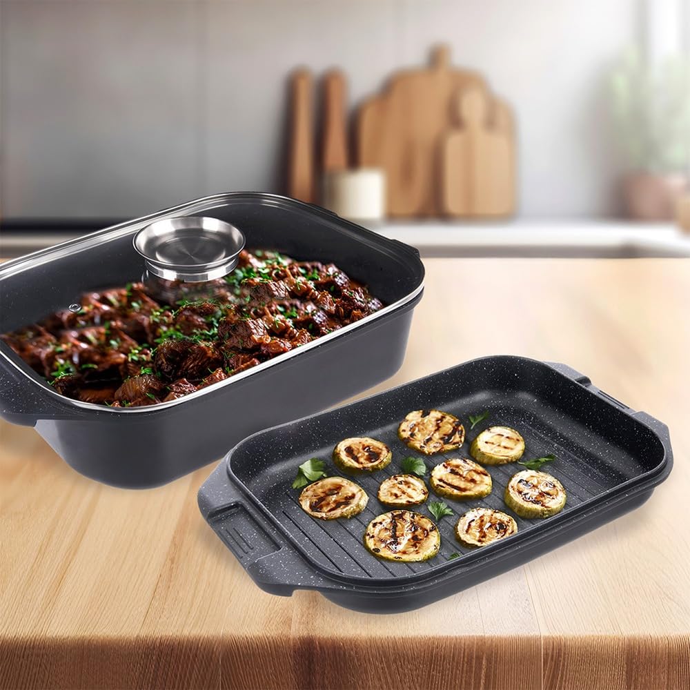 orion group Granitowa brytfanna z pokrywką 3 w 1 Grande 41 x 26 x 15 cm, 7 l