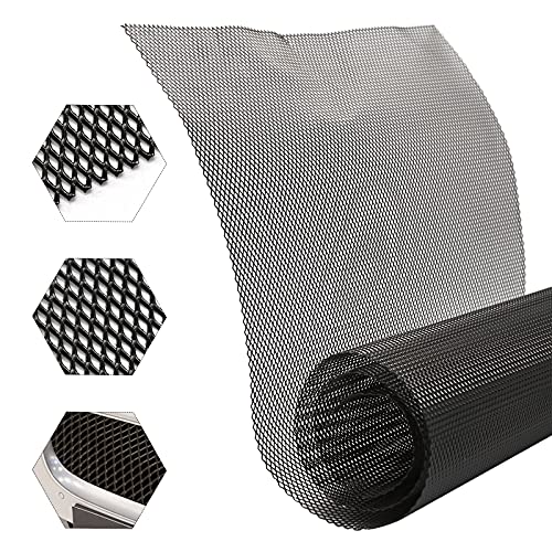 MDEOOSKY 40x13 Inches Car Grill Mesh Universal Auto Grille Insert Bumper 4x8mm Rhombic Hole 100x33cm Aluminum Alloy Grid,Black