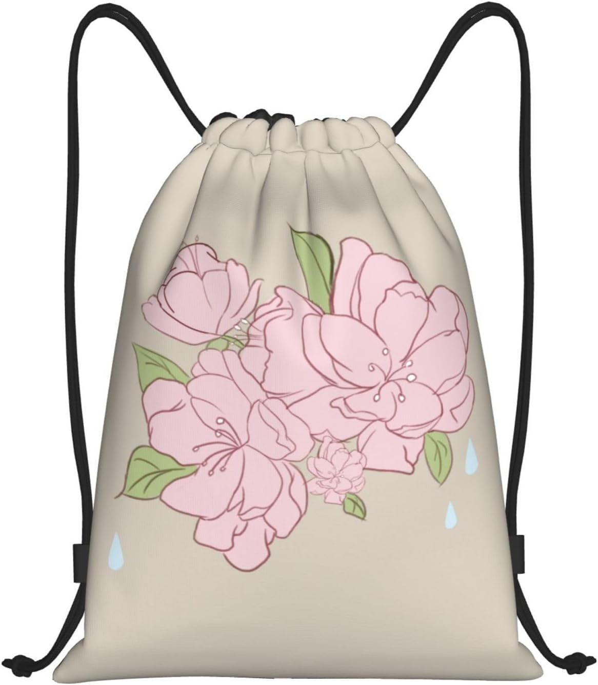 Divided Peach Blossoms Foldable drawstring backpack, lightweight storage bag - large-capacity fitness travel bag