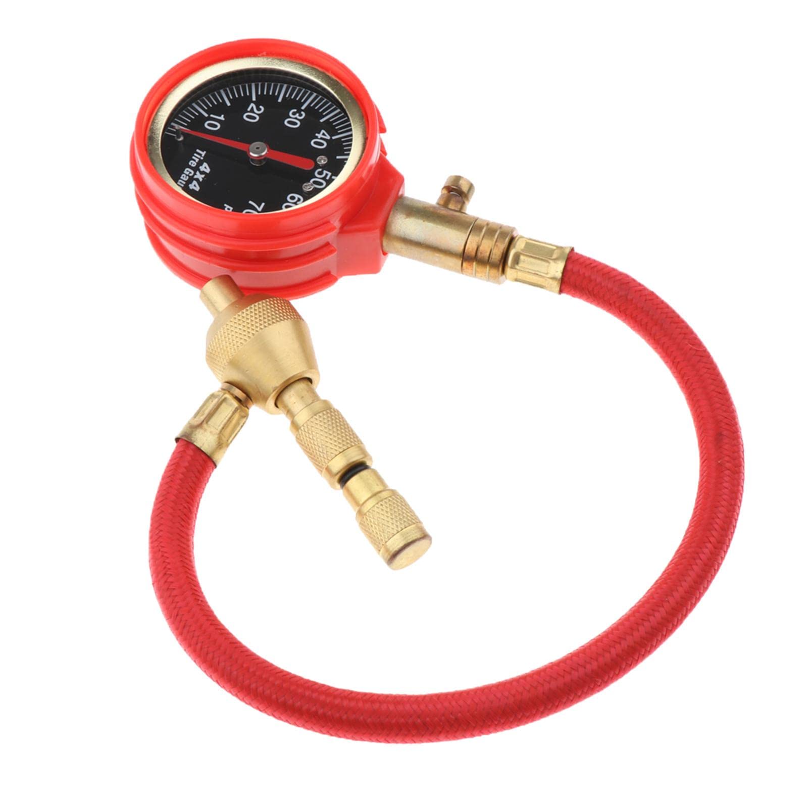 Desinflador de Neumáticos, Desinflador de Aire de 0 a 70 PSI para Manómetro de Presión con Aguja, Herramienta para Válvula, rojo