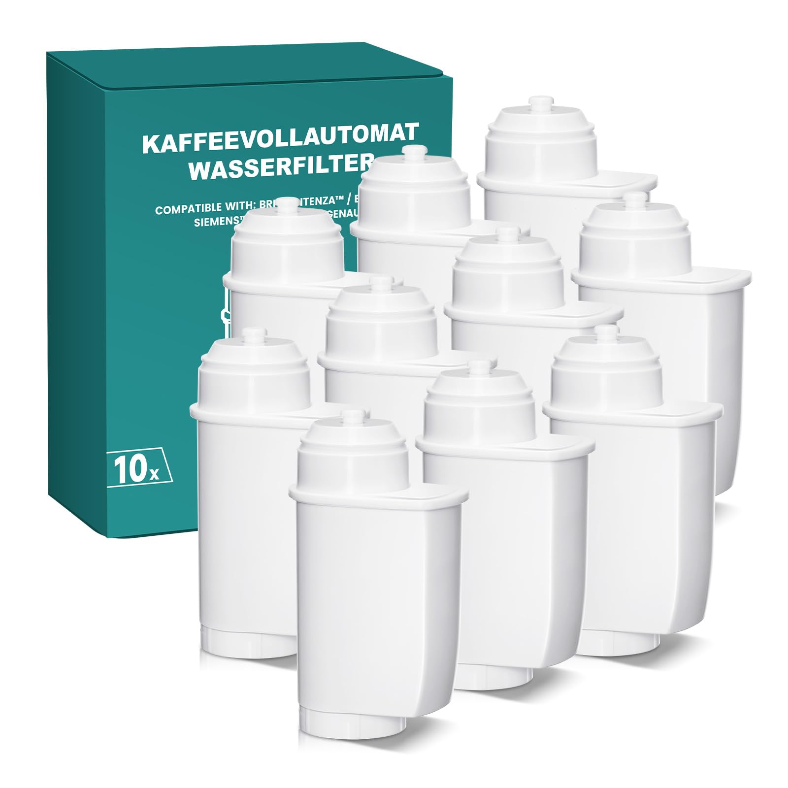 Filswa Kaffeevollautomat Wasserfilter für Siemens EQ-Series, EQ6 Plus S700, EQ9 S900 S500, EQ500, EQ700, EQ900. Hochwertige und effiziente, wirtschaftliche Alternative (10 Stück)