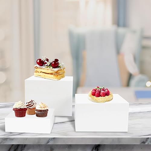 Miniatura 8 de Juego de 6 elevadores de buffet, soportes de exhibición de alimentos para fiestas, cubos acrílicos con fondo hueco, soporte para pastel de boda,