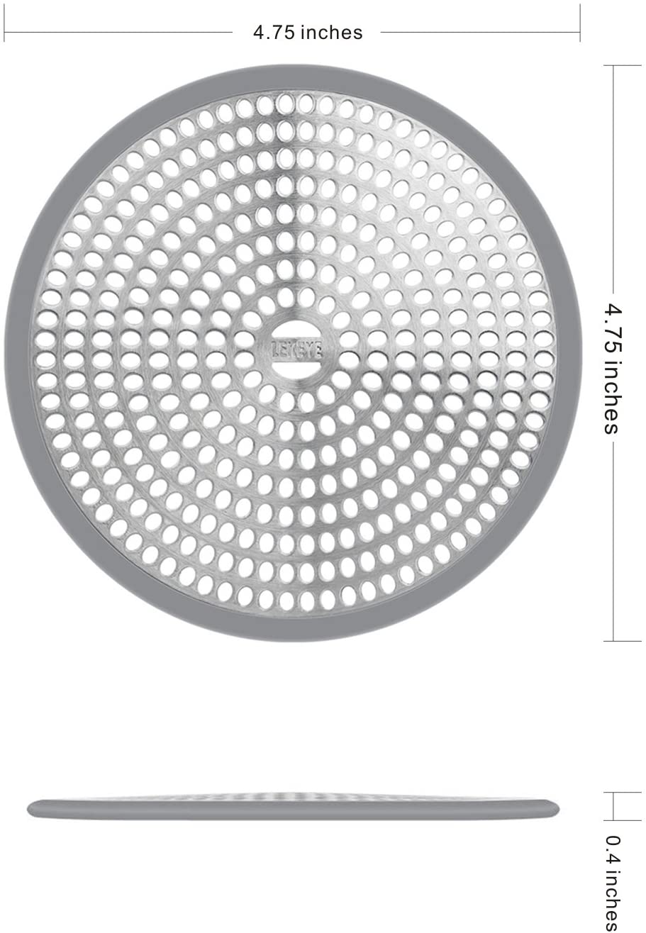 WJCCLYJC Shower Drain Hair Catcher - 5.5 Inch, Weighted Metal Core, Non-Slip Silicone - Fits Most Standard Drains (White)
