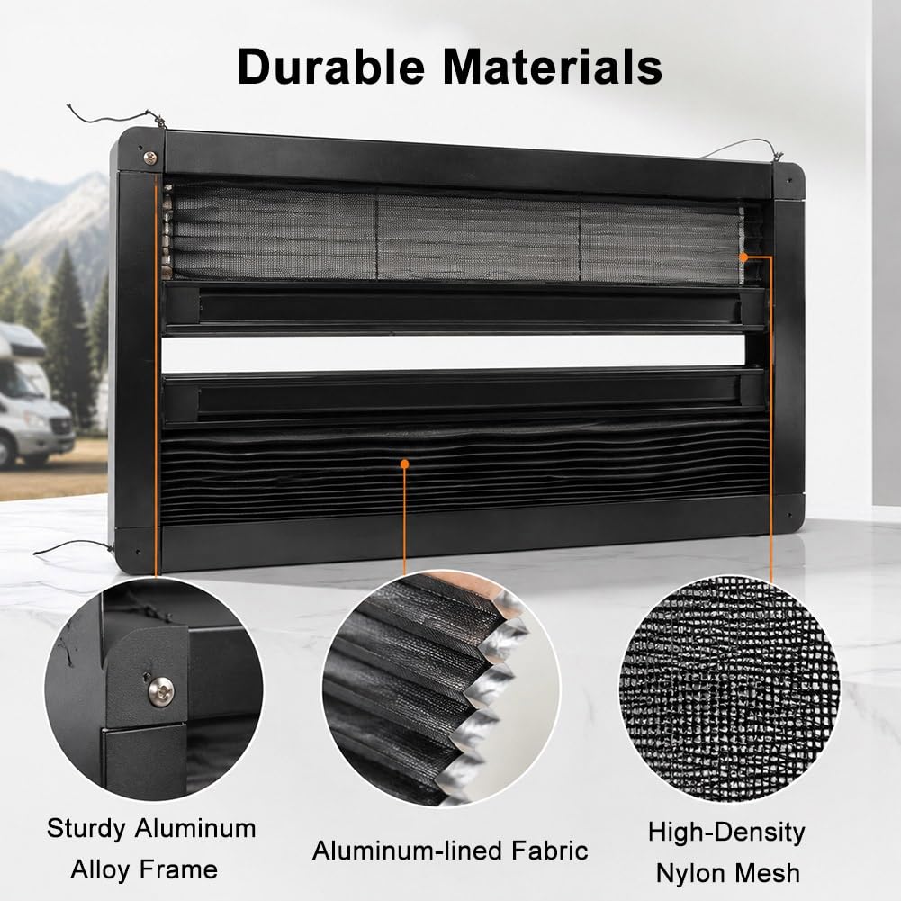 Oscurante Finestra Camper, Tendina Retrattile Doppio Strato | Il Design Plissettato A Scomparsa Fa Risparmiare Spazio, Offrendo Un Controllo Flessibile(55.5x65.5cm)