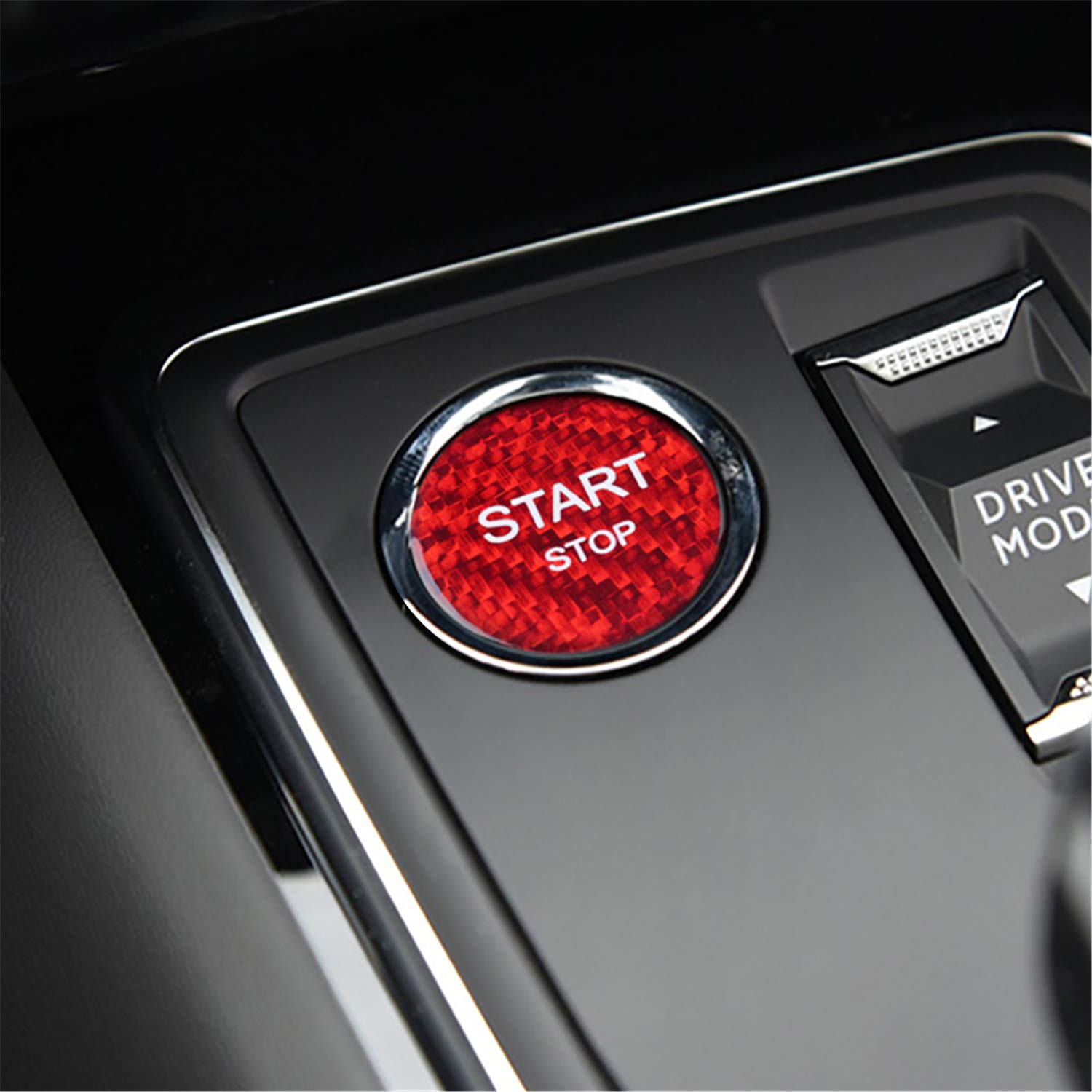 M.JVisun Carbon Fiber Engine Start Stop Button Cover Trim For Peugeot/Citroen/DS, Ignition Starter Sticker For Peugeot New 308S 408 4008 5008 508 508L For Citroen C4L For DS 4 4S 5 5LS 6 - Red