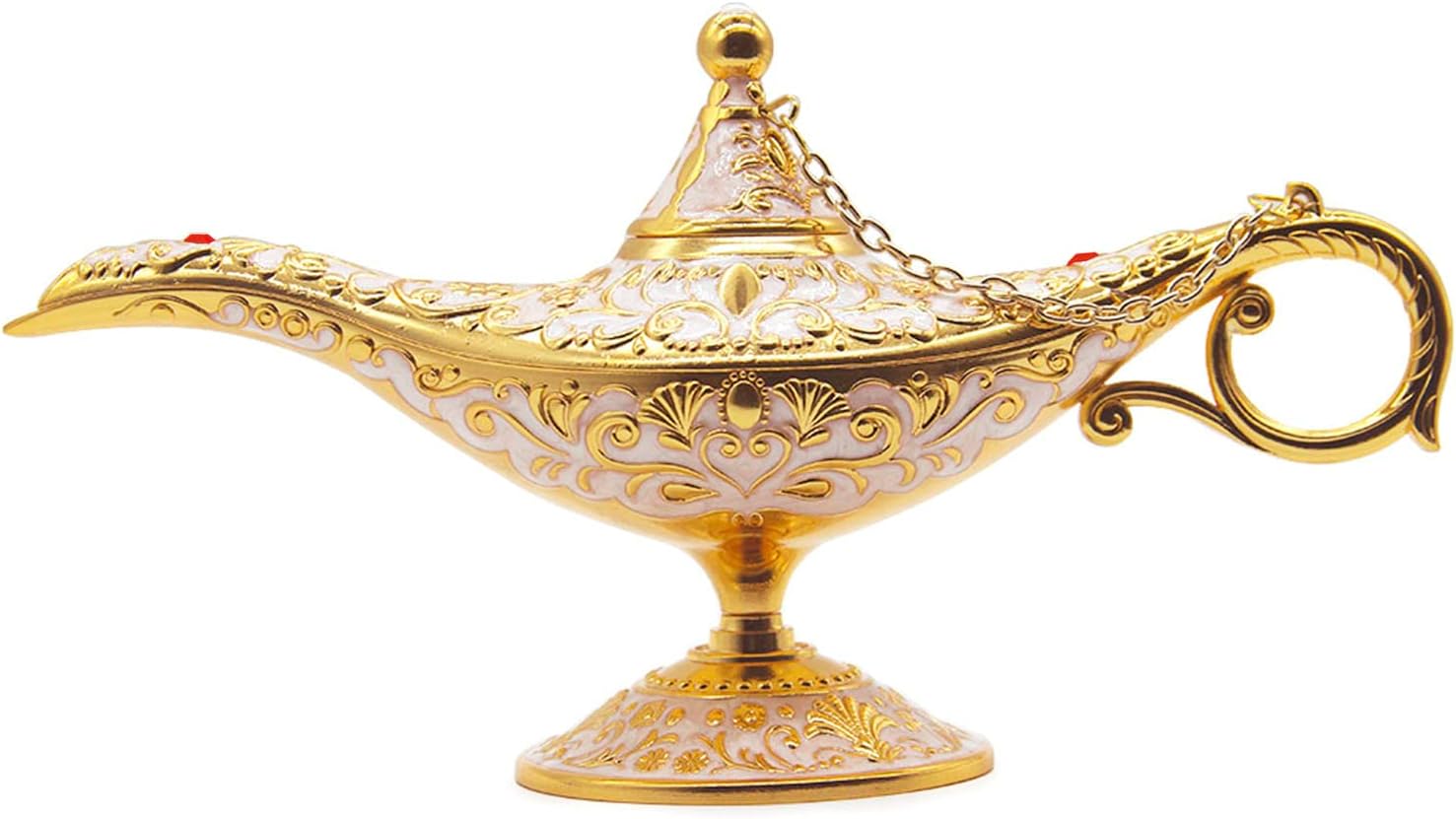 Classic Vintage Collectable Rare Legend Aladdin Magic Genie Costume Lamp Home Table Decoration & Gift, Golden White