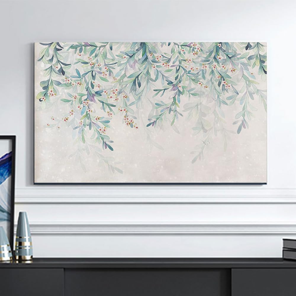 Osłona telewizora, 32-65 cali do telewizorów z płaskim ekranem Sztuka dekoracji salonu w pomieszczeniach(Flower8,49-52inch)