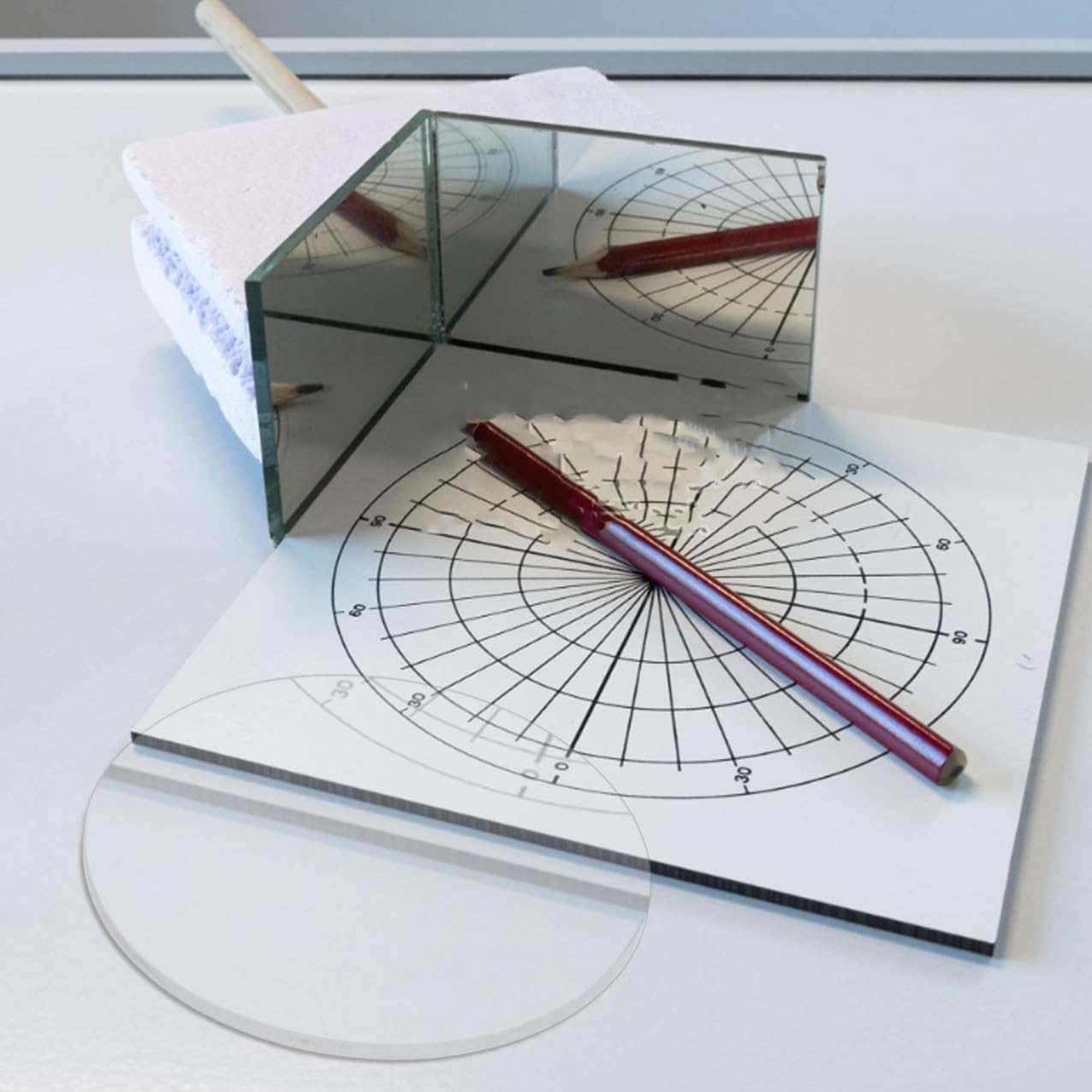 Lente in Vetro Biconvessa 10 Cm Diametro Lunghezza Focale 300 Mm, Lente Ottica per Esperimenti Scientifici e Laboratori Didattici, Vetro Trasparente Bordi Smussati per Imaging