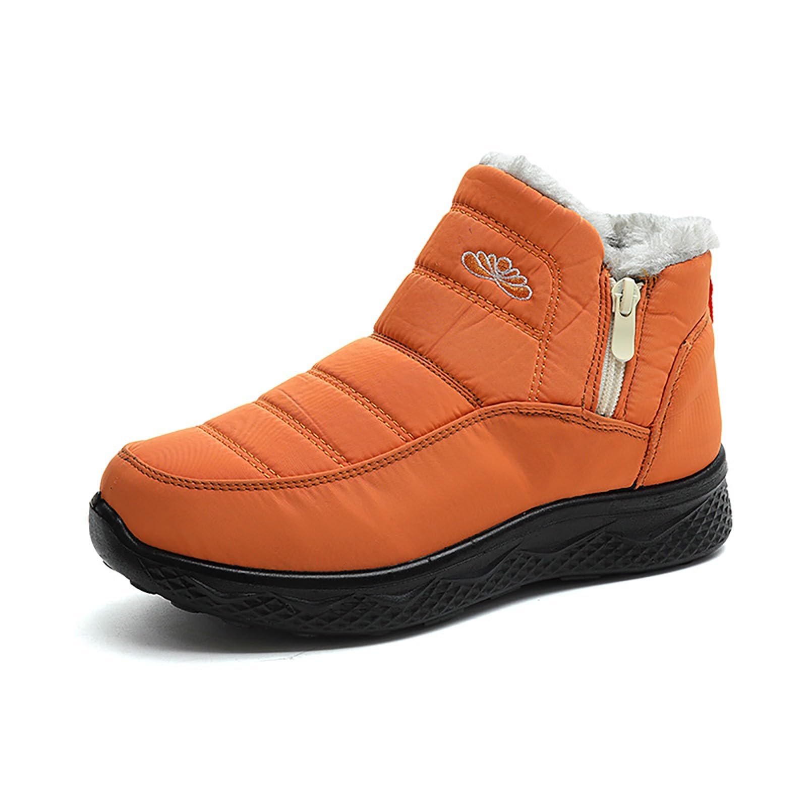Générique Botte Fourrée Femme Imperméables Fourrées Chaude Bottines Confortable Antidérapantes Mi-Mollet Chaussures Chaude Résistant À L’humidité Fermeture Éclair Bottes Pour Trajets Quotidien