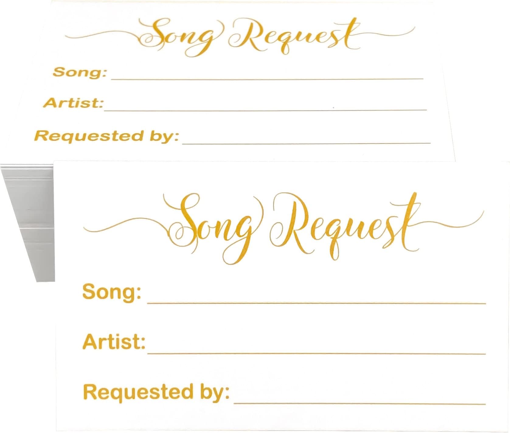 RXBC2011 100 Song Request Cards Play Song at Wedding Reception Prom Dance Party Band DJ Karaoke Music Suggestion Note Gold