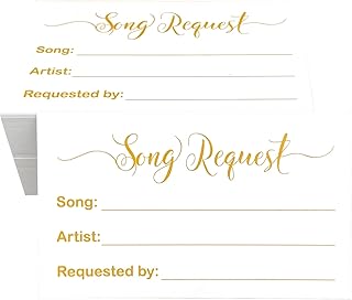 RXBC2011 100 Song Request Cards Play Song at Wedding Reception Prom Dance Party Band DJ Karaoke Music Suggestion Note Gold