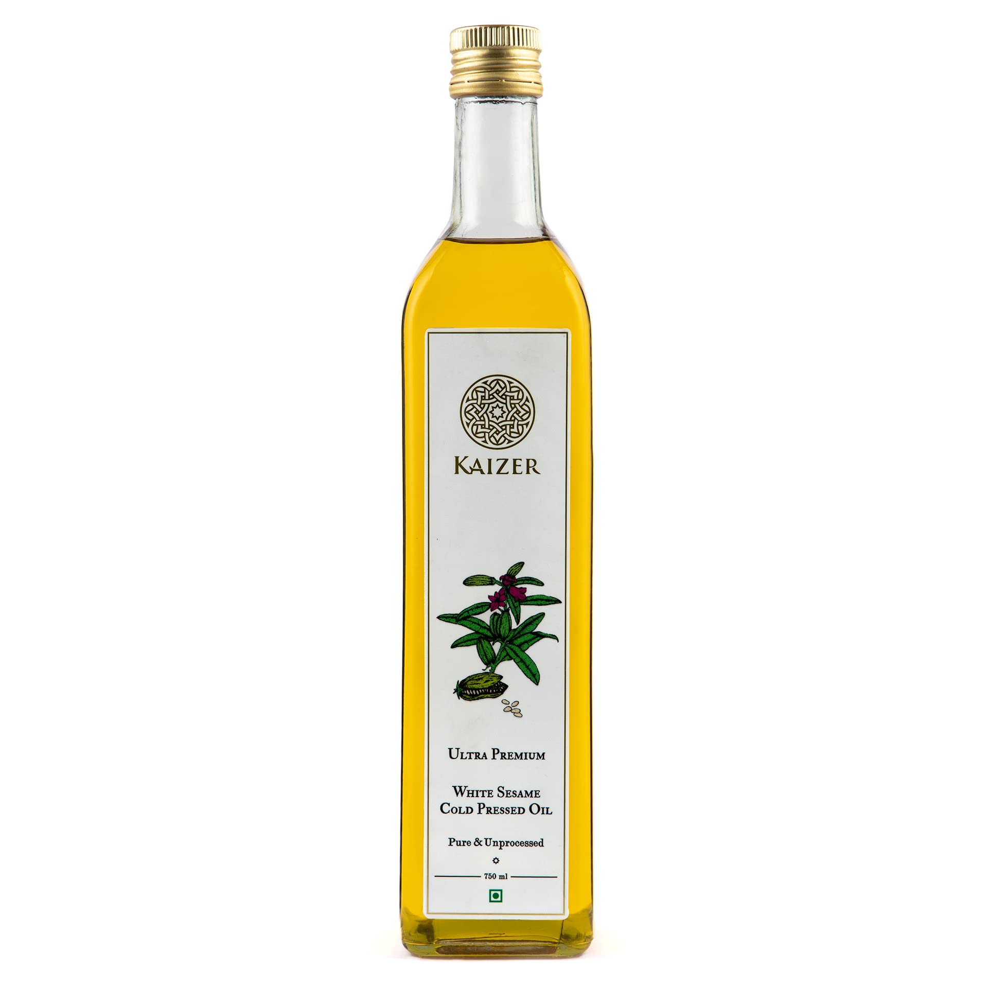 KAIZER Ultra Premium White Sesame Cold Pressed Oil, Pure & Unprocessed, 750 ml (B09ZB6V7D5) Amazon Price History, Amazon Price Tracker