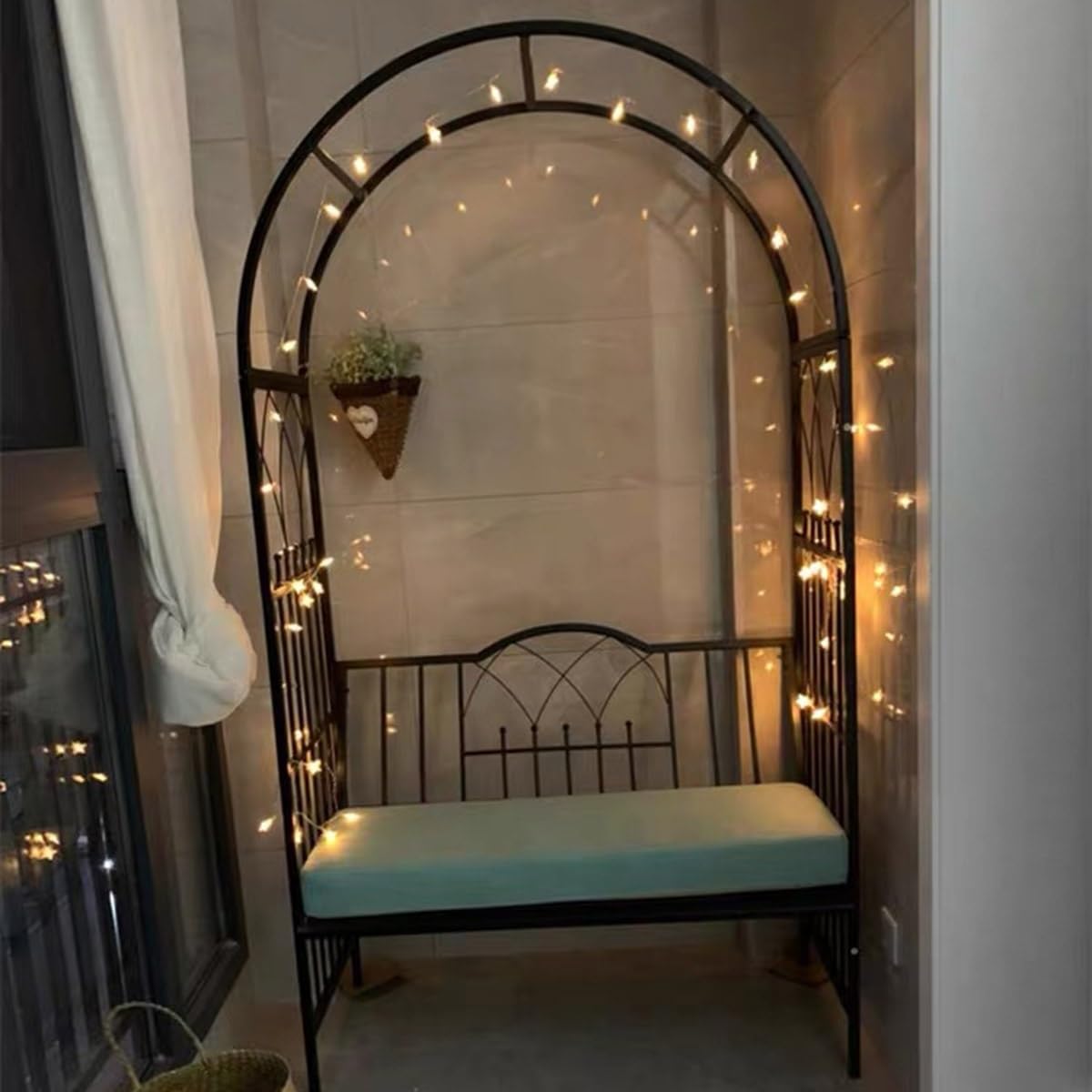 Arco Piante Rampicanti Arco Ferro Garden Decoration Arco per Rose Arbor Flower Stand con panchina 114x52x210cm per Feste di Matrimonio