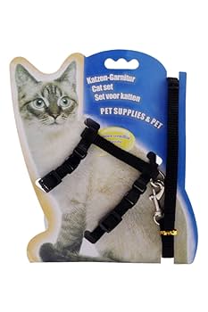Amazon | wumio 猫用 ハーネス リード セット 黒 細め 紐タイプ