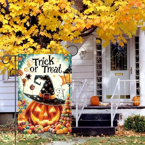 NHBTC Halloween Witch Hat Pumpkin Garden Flag 12x18 In Lawn Yard Decor Gift - image 7