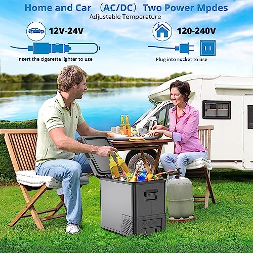 Image of 12V Car Refrigerator, Portable Refrigerator Freezer 42QT /39L, Electric Fridge Cooler with Dual Fridge Freezer Zone, 12 /24V, Car Fridge for Truck RV