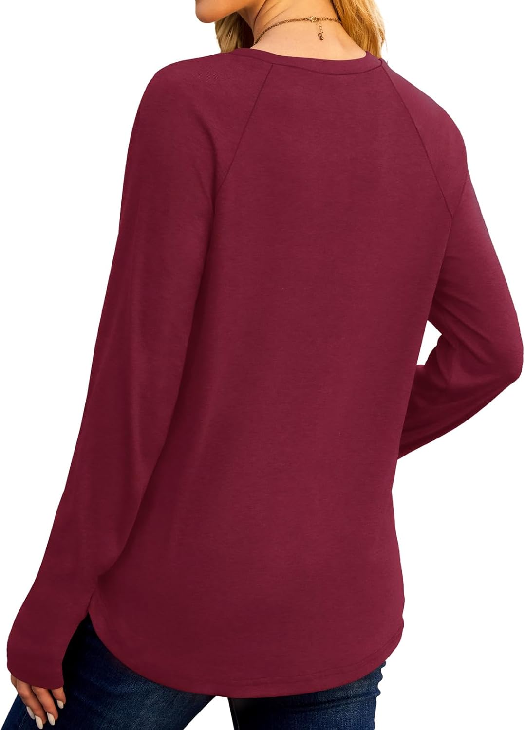 Womens Long Sleeve Tops Crew Neck T Shirts for Women Tunic Tops with Thumb Holes Fall Outfits for Women 2025 - Image 3