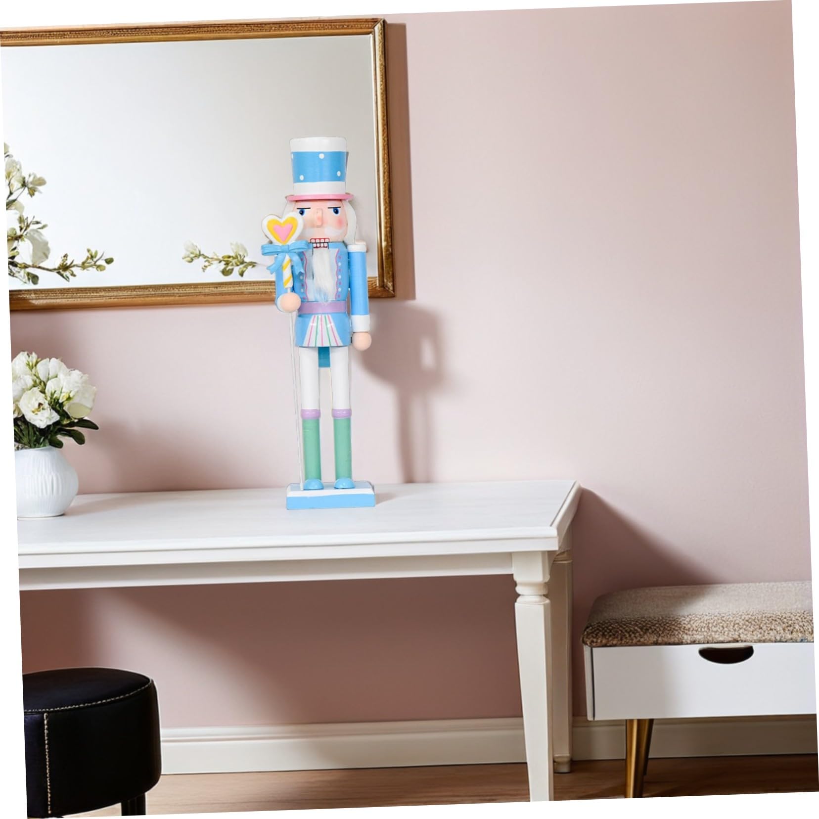 GALPADA 2pezzi Schiaccianoci in Legno Color Pastello Soldatino di Caramelle Natalizio Decorazione da Tavola per Feste di Natale Statuette o Libreria