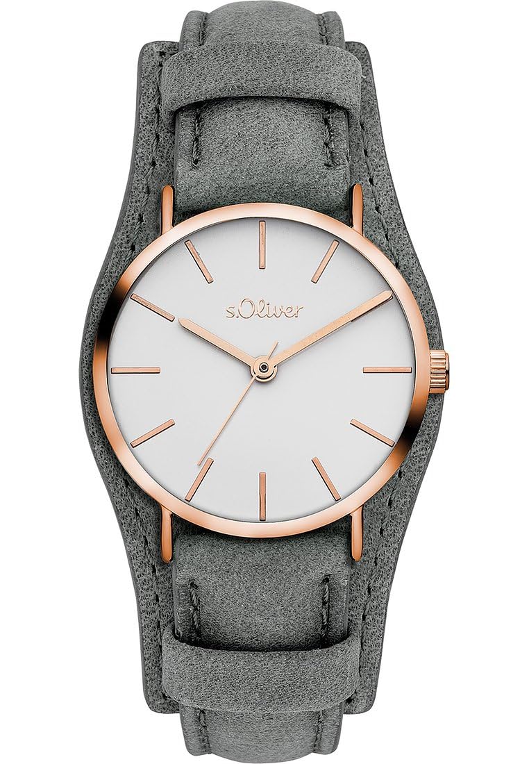 s.Oliver Damenuhr mit flachem Gehäuse und abnehmbaren Unterlegband - 30 mm - analog Armbanduhr für Damen mit Quarzwerk - 3 ATM wasserdicht
